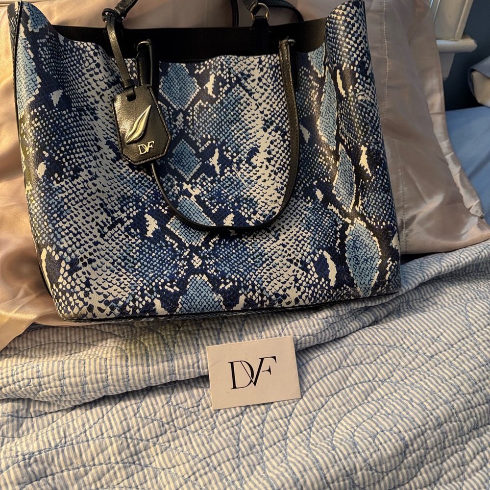 Diane Von Furstenberg Blue Snake Pattern Tote